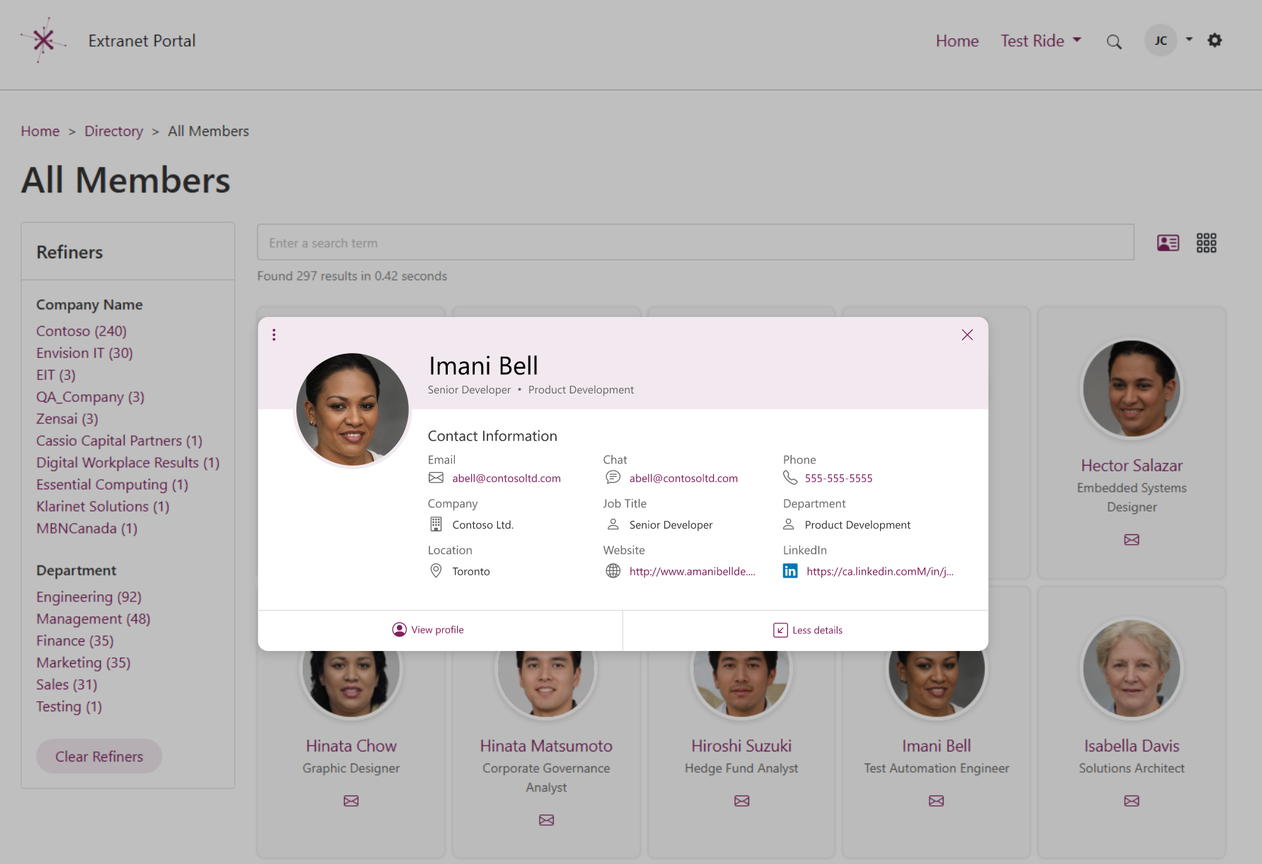 People Search Profile Popup